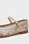 Gabey Buckle Strap Mesh Floral Patterned Round Toe Flat Heeled Casual Women's Ballerinas - 3