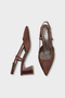 Phelia Genuine Leather Lined Pointed Toe Medium Block Heel Open Back Women's Shoes - 4