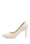 Women's Beige Platinum Pointed Toe Thin Heeled Genuine Leather Stiletto - 5