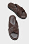 Garcon Cross-Strapped Knitted Patterned Genuine Leather Men's Slippers - 2