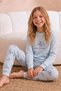 Girl's Teen and Children's Butterfly Embroidered Long Sleeve Waffle Fabric Winter Warm Pajama Set - 2
