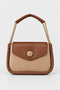 Mini Hand and Shoulder Bag with Chain Strap - Tan
