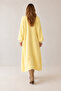 Women's Yellow Shawl Collar Textured Balloon Sleeve Long Loose Cardigan - 4