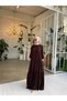 Balloon Sleeve Skirt with Ruffle Detail Crepe Sena Ferace-Acı Brown (3 Size) - 3