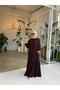 Balloon Sleeve Skirt with Ruffle Detail Crepe Sena Ferace-Acı Brown (3 Size)