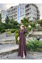 Balan Collar Skirt Ruffle Detailed Crepe Sena Ferace Dark Mink