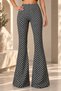 Women's Black and White Zigzag Patterned High Waist Flared Trousers