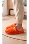 Women's Orange Fluffy Furry House Slippers 3 cm Byndskl03 - 4