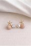 Light Pink Sea Themed Minimal Gold Color Women's Earrings