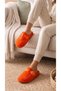 Women's Orange Fluffy Furry House Slippers 3 cm Byndskl03 - 8