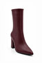 Fest Women's Burgundy Special Textured Wrinkled Leather Pointed Toe Thick Heeled Stylish Boots with Back Zipper - 3