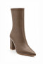 Fest Women's Brown Special Textured Wrinkled Leather Pointed Toe Thick Heeled Stylish Boots with Back Zipper - 4