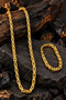 Men's Steel Set - 4.5mm Yellow Gold King Bracelet Necklace for Lover, Spouse, Father - 7