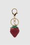 Lobster Clip Detachable Key Ring Stoned Strawberry Bag Charm Red