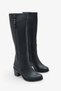 Women's Thick Heeled Zippered Boots Muler Black - 2