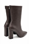 Fest Women's Bitter Brown Special Textured Wrinkled Leather Pointed Toe Thick Heeled Stylish Boots with Back Zipper - 6