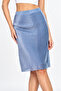 Blue Pleated Skirt with Elastic Waist - 2