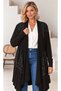 Women's Plus Size Asymmetrical Cut Sequin Detailed Stretchy Viscose Long Cardigan Black 25000 - 2
