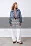 Women's Blue Zippered Jean Jacket with Snap Closure Alc-X15798 - 2