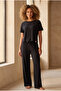 Women's Black Color Luxury Wide Leg Trousers
