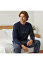 Men's Cotton Collared Buttoned Pocketed Gift Bundle and Dowry Set Navy Blue Color Pajama Set Al001 - 5