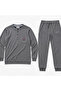 Men's Cotton Collared Buttoned Pocketed Gift Bundle and Dowry Set Dark Gray Color Pajama Set Al007 - 5