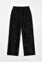 Wide-Leg Velvet Fabric Elastic Waist Trousers - 3