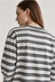 Painted Gray Basic Striped Crew Neck 100% Cotton Long Sleeve T-Shirt Mg2889 - 3