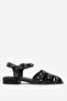 Women's ankle strap flat sandals genuine leather zy 4180 black