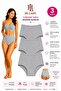 3-piece high waist gray women's panties