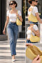 Women's Original Leather Model Yellow Baguette Shoulder Bag Bagi - 3