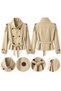 High Collar Buttoned Waist-Tied Trench Jacket - 2