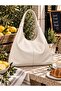 Women's Cream Large Size Shoulder Tote Bag Large Volume - 2