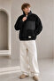 Men's Lined Black Plush Coat Mz86060 - 3