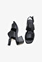 Hazel Women's Genuine Leather Heeled Sandals - Black - 4