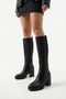 Modela women's genuine leather heeled boots - black - 5