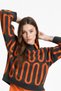 Women's Modern Geometric Patterned High-Neck Knit Sweater - 3