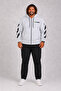 Large Size Hooded Zippered 3Ip Sweat Mg 25718 Gray