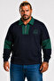 Large Size Polo Neck Zippered Sweat Double Face 25709 Navy Blue - 2