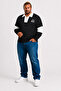 Large Size Polo Neck Zippered Sweat Double Face 25709 Black