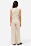 Women's Ecru Pocket Look Wide Leg Knitted Trousers - 2