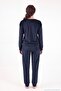 Crew Neck Soft Textured Shiny Velvet Pajama Set Women's Pajama Set 6094209 - 7