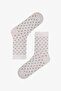 Black Gray White Ruffled Polka Dot Patterned Cotton 5 Pairs of Socks - 6