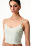 Light Green Pointel Crop Floral Tank Top
