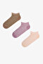 Dusty Rose Leopard Waves Jacquard 3 Pairs Booties Socks