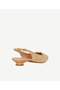 Leather Piping Straw Short Heeled Shoes - 4