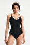 Black Aspen Textured V-Neck Swimsuit - 5