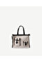 Leather Garnished Canvas Shoulder Bag with Pocket Detail - 2