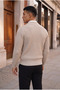 Nopenli Knitted Anti-Peeling Yarn Buttoned Men's Knitwear Cardigan - Stone - 7
