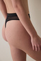 Black Floral Patterned Lace Low Waist Thong Panties - 2